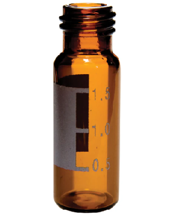 9mm Wide Opening Amber Glass Screw thread vials