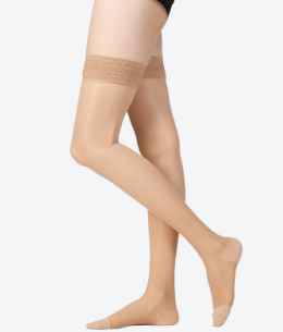 Thigh high compression stockings with silicone lace band (Closed toe)