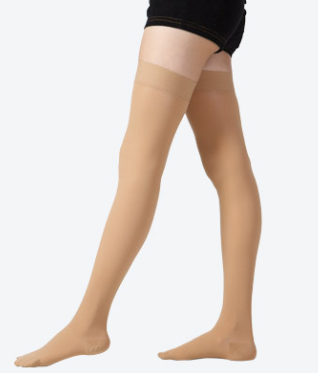 Thigh high compression stockings with silicone lace band (Closed toe)
